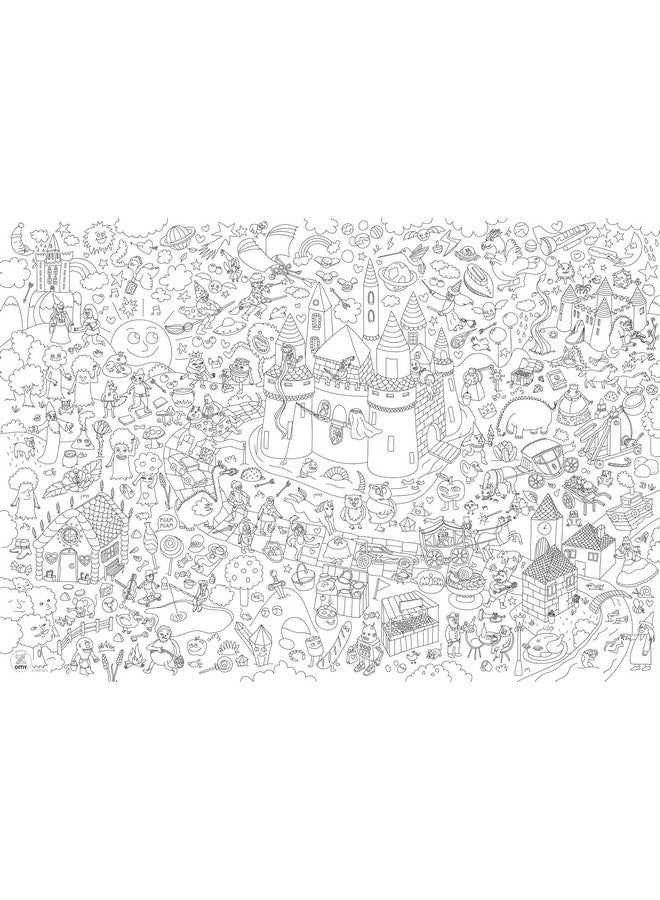 Omy Giant Coloring Poster, Castles Princesses Knights and Fairytales, 40 x 28 inches, Creative Play Fun for Kids, Adults, and The Whole Family. - Image 2