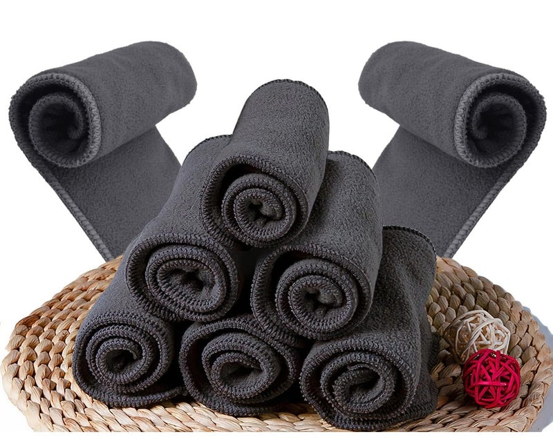 Kritiu SmartDry 5-Layer Booster Pads for Cloth Diaper | High Absorbent 5 Layer Washable and Reusable | Wet Free Booster Inserts | The Ultimate Baby Cloth Diaper Soaker Inserts (Black Pack Of 8) - Image 1