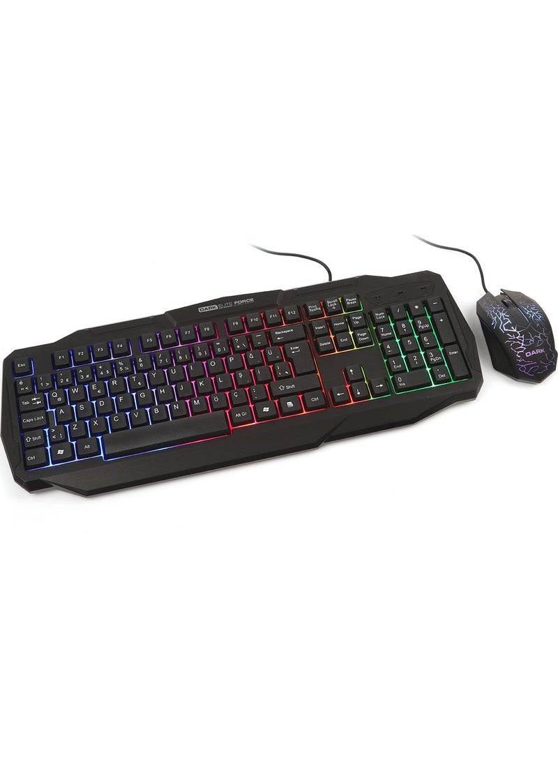 Dark - Force USB Q Trk Laser Mouse Black Gaming Keyboard - Mouse Set DK-AC-GKM1000 - Image 1