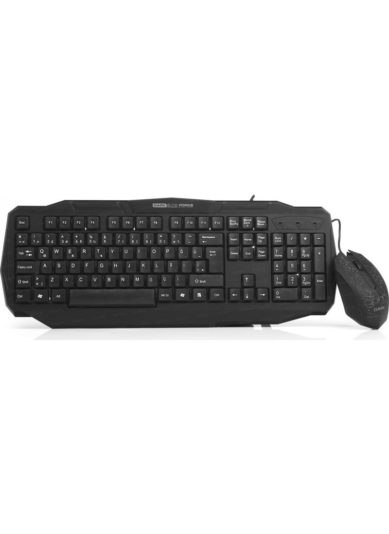 Dark - Force USB Q Trk Laser Mouse Black Gaming Keyboard - Mouse Set DK-AC-GKM1000 - Image 1