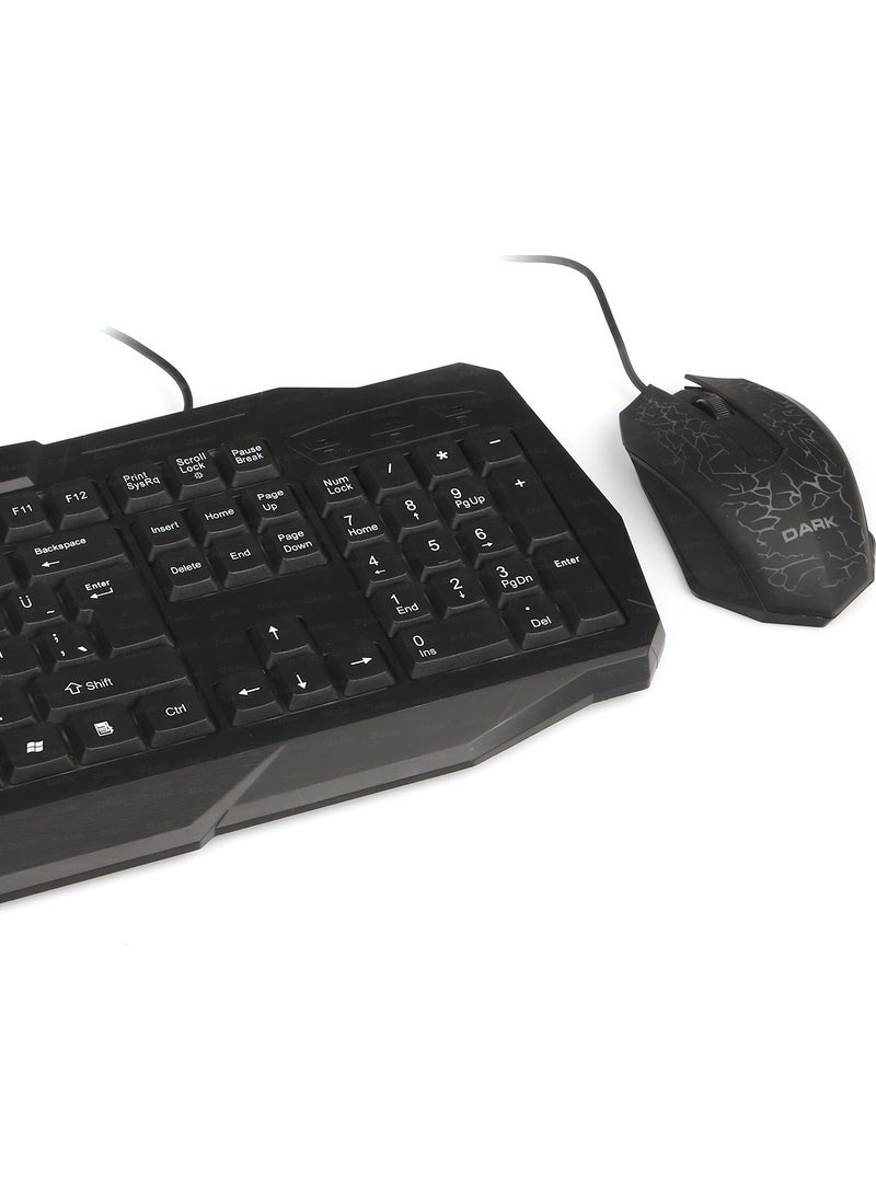 Dark - Force USB Q Trk Laser Mouse Black Gaming Keyboard - Mouse Set DK-AC-GKM1000 - Image 1