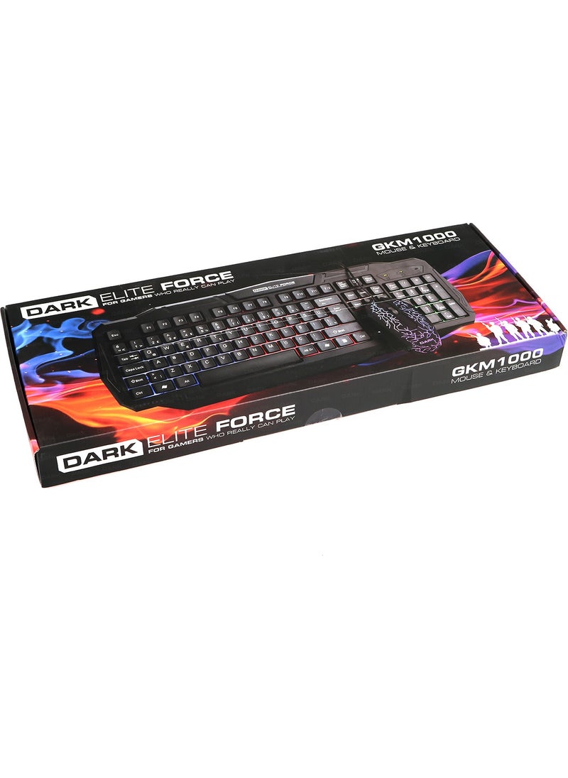 Dark - Force USB Q Trk Laser Mouse Black Gaming Keyboard - Mouse Set DK-AC-GKM1000 - Image 1