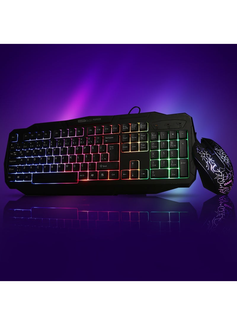 Dark - Force USB Q Trk Laser Mouse Black Gaming Keyboard - Mouse Set DK-AC-GKM1000 - Image 1