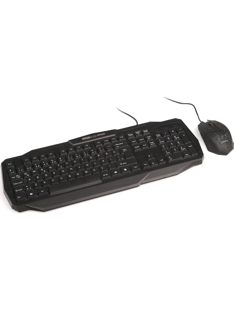 Dark - Force USB Q Trk Laser Mouse Black Gaming Keyboard - Mouse Set DK-AC-GKM1000 - Image 1