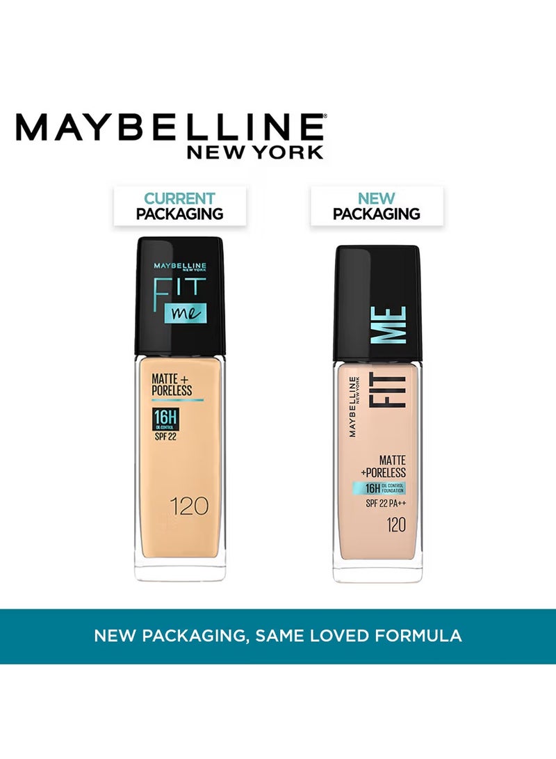 ميبلين نيويورك كريم أساس سائل فيت مي مطفي وخالي من المسام بعامل حماية من الشمس 22، 30 مل، 120 عاجي كلاسيكي 120 - Image 2