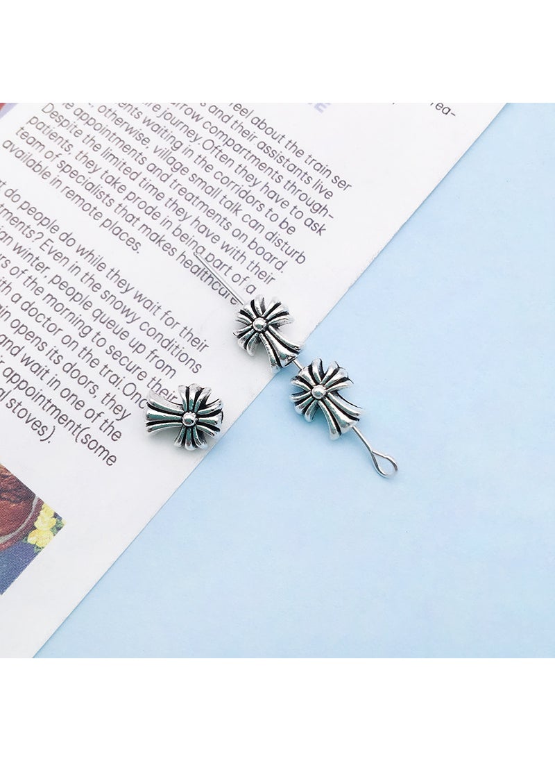Generic - Vintage Alloy Bead Spacers DIY Jewelry Charm 16368-ancient silver cross spacer bead 7x 8-hole 1-0.6g - Image 1