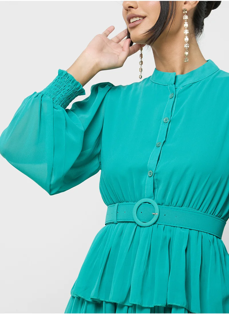 خزانة Puff Sleeve Layered Dress