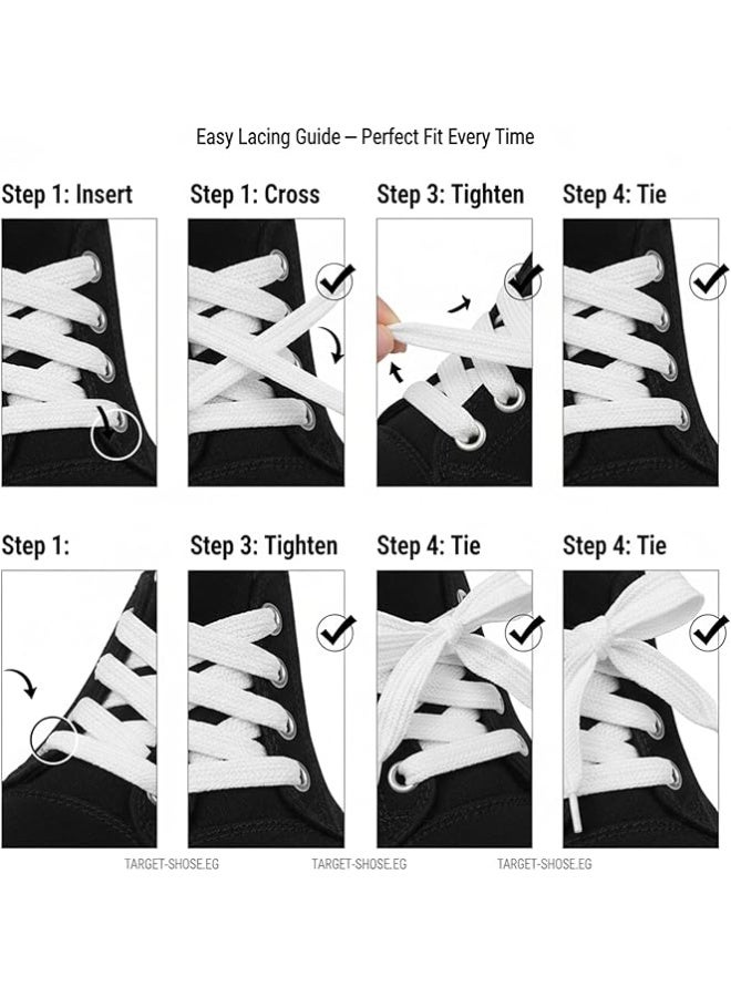 2 قطعه من أربطة حذاء مسطحة مرنة  للأحذية الرياضية وأحذية المشي والجري والاحذيه الكاجوال مناسبة للكوتشي والسنيكرز – ألوان متعددة – متينة مقاومة للقطع - Image 4