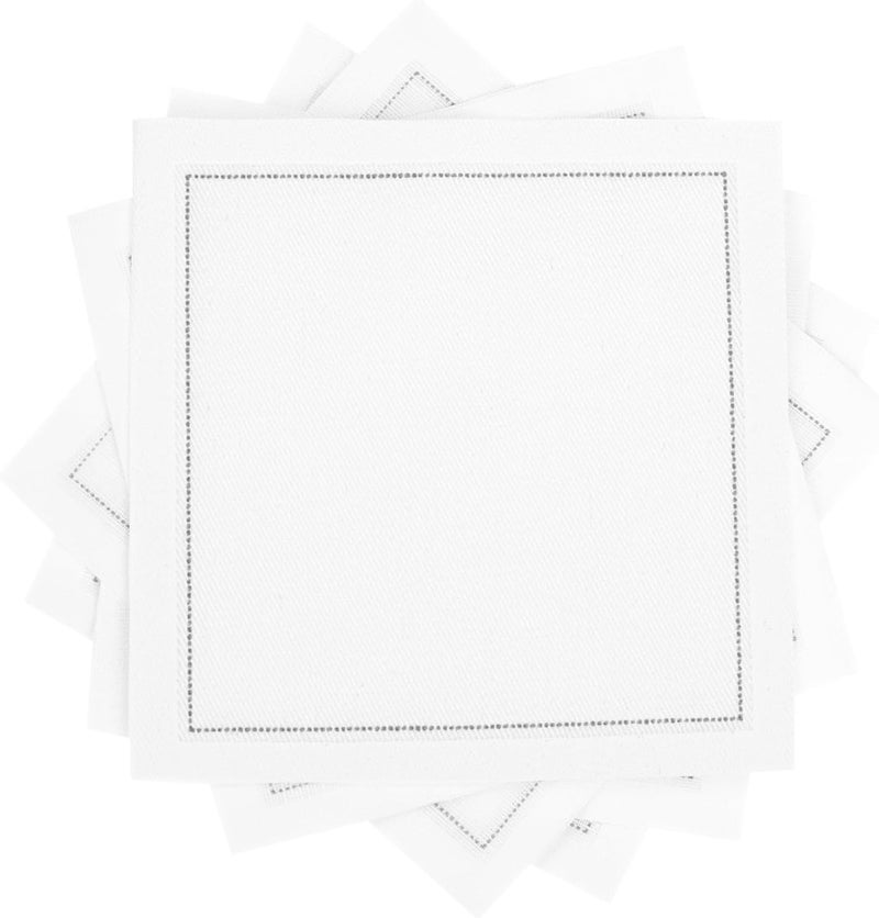 FIVE STAR NAPKINS Cotton Cocktail Napkins, Beverage Napkin, Bar Napkin, Party Napkins, Small Napkins, Napkins for Events, Holidays, Weddings, Parties 4.5" x 4.5" - Single Use (50 x) White - Image 1