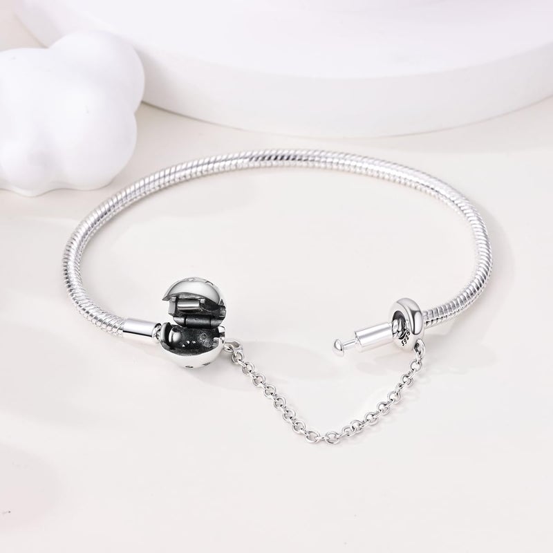 Parmuz 925 Sterling Silver Charm Bracelet for Woman Snake Chain Bracelet Star Moon Butterfly Cute Iconic Moments European Bracelet Jewelry Gift for Woman - Image 3