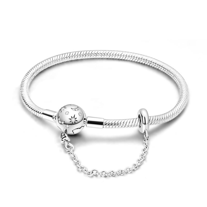 Parmuz 925 Sterling Silver Charm Bracelet for Woman Snake Chain Bracelet Star Moon Butterfly Cute Iconic Moments European Bracelet Jewelry Gift for Woman - Image 1