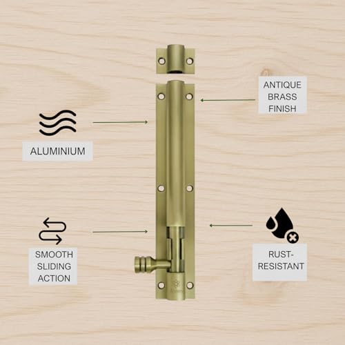 Atom 8 inch Aluminium Tower Bolt | Antique Finish | Home and Offices Doors and Windows Tower Bolt, TB001, Pack of 4 - Image 5