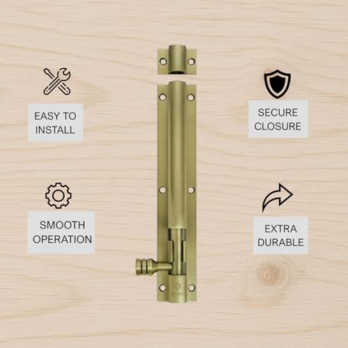 Atom 8 inch Aluminium Tower Bolt | Antique Finish | Home and Offices Doors and Windows Tower Bolt, TB001, Pack of 4 - Image 4