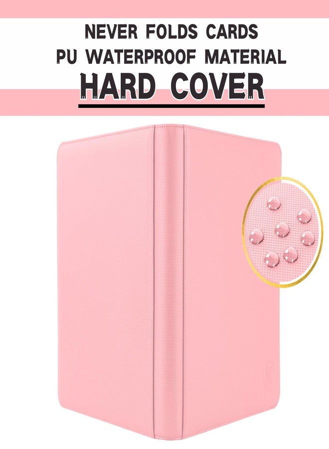 KUOOKING Toploader Binder, Holds 112+ Toploaders, 4 Pocket Top Loader Card Storage Case, Double-Sided Pockets for trading card in 3 x 4'' Toploaders（Pink） - Image 3