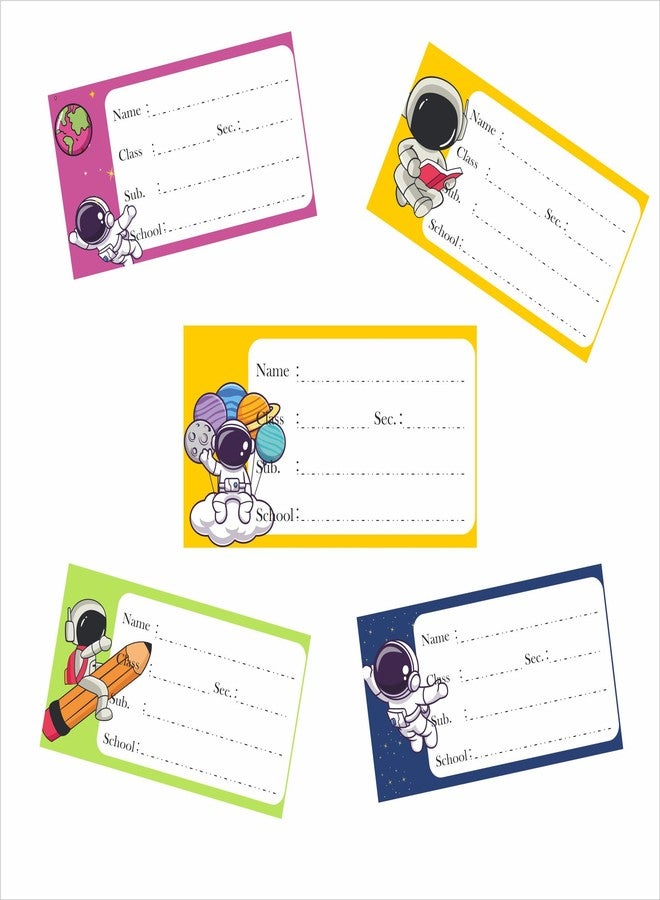 VISUALCREATION Visual Creation Note Books Stickers for Kids School Labels (Sticker Count 30) Astronaut-Themed Name Labels for Kids - Image 1