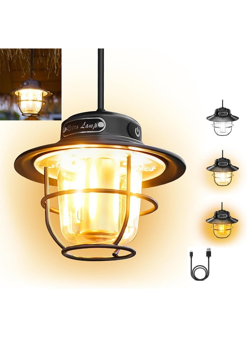 مصباح تخييم قابل لإعادة الشحن، مصباح تخييم كلاسيكي محمول ومقاوم للماء، 4 أوضاع إضاءة (1300-6500 كلفن)، سطوع قابل للتعديل بسلاسة، مثالي للتخييم، والمشي لمسافات طويلة، وحالات الطوارئ، وصيد الأسماك. - Image 1