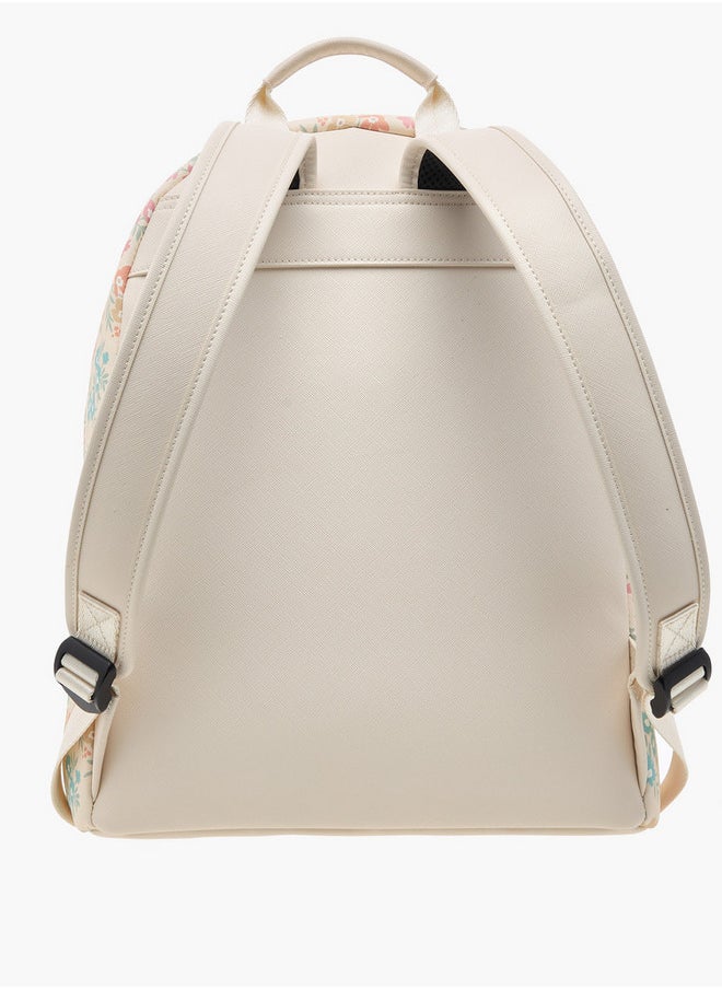 MISSY Floral Print Backpack with Zip Closure and Adjustable Strap - 30x15x36 cm  - Image 3