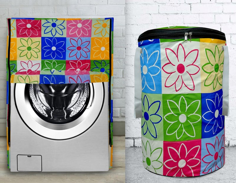 KANUSHI Industries® 100% Waterproof & Dustproof Front Load Automatic Washing Machine Cover (Suitable for 6 Kg, 6.5 kg, 7 kg, 7.5 kg)+1 pc Designer Laundry Bag (VAR-Washing-Front+LB-NW-NEW-06) - Image 1