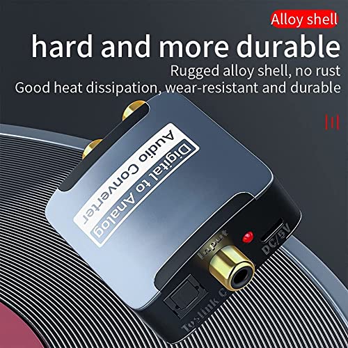 Microware Digital to Analog Audio Converter DAC Digital SPDIF Optical to Analog L/R RCA Converter Toslink to 3.5mm Jack Adapter for PS3 HD DVD PS4 Amp TV Home Cinema (Optical Cable Included) - Image 3