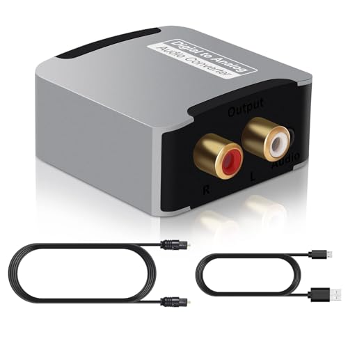 Microware Digital to Analog Audio Converter DAC Digital SPDIF Optical to Analog L/R RCA Converter Toslink to 3.5mm Jack Adapter for PS3 HD DVD PS4 Amp TV Home Cinema (Optical Cable Included) - Image 1