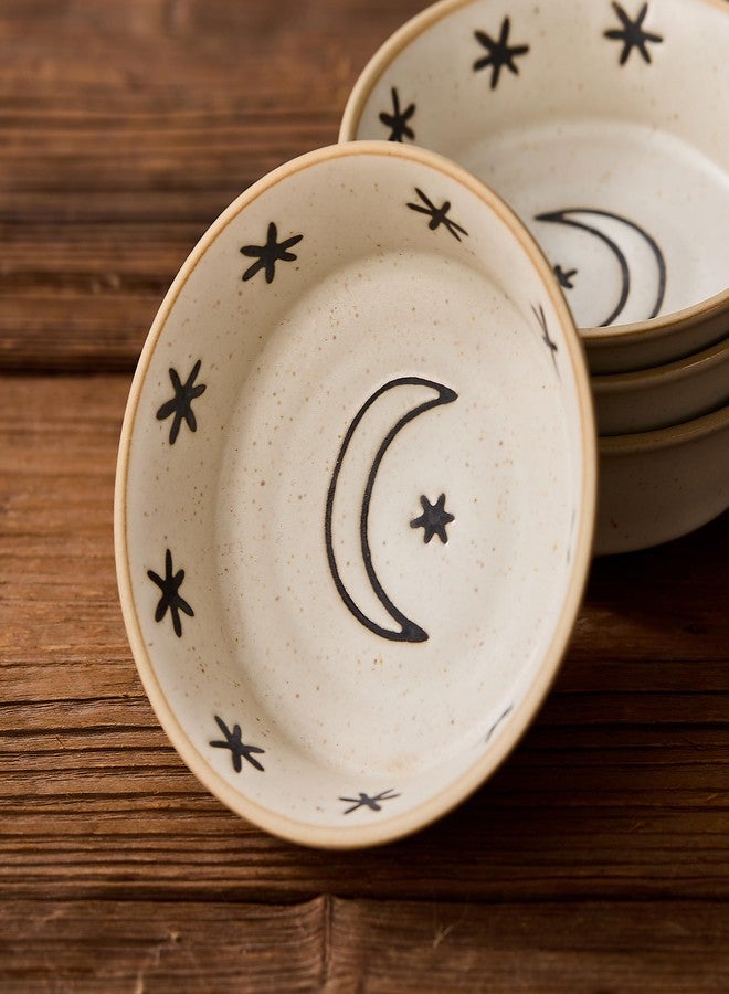 Swuut Stoneware Dipping Sauce Side Dishes Set of 4-3.75" Rustic Condiment Bowls - Handcrafted Ceramic Appetizer Plates for Sushi Soy, Charcuterie,Snack, Cheese Boards - Image 3