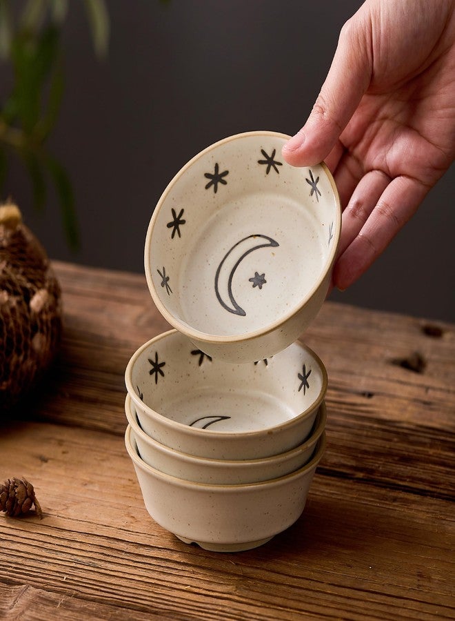 Swuut Stoneware Dipping Sauce Side Dishes Set of 4-3.75" Rustic Condiment Bowls - Handcrafted Ceramic Appetizer Plates for Sushi Soy, Charcuterie,Snack, Cheese Boards - Image 4