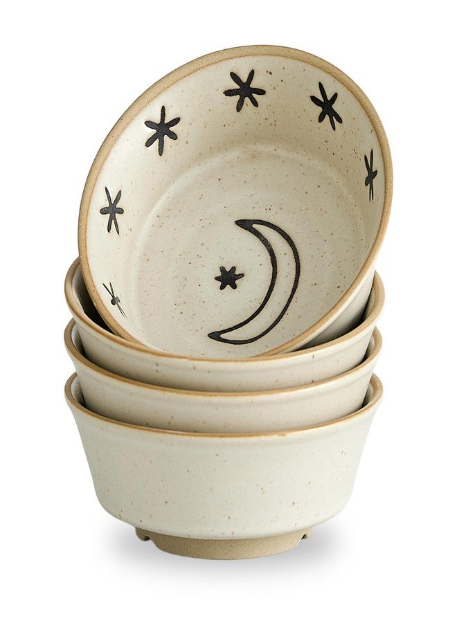 Swuut Stoneware Dipping Sauce Side Dishes Set of 4-3.75" Rustic Condiment Bowls - Handcrafted Ceramic Appetizer Plates for Sushi Soy, Charcuterie,Snack, Cheese Boards - Image 1
