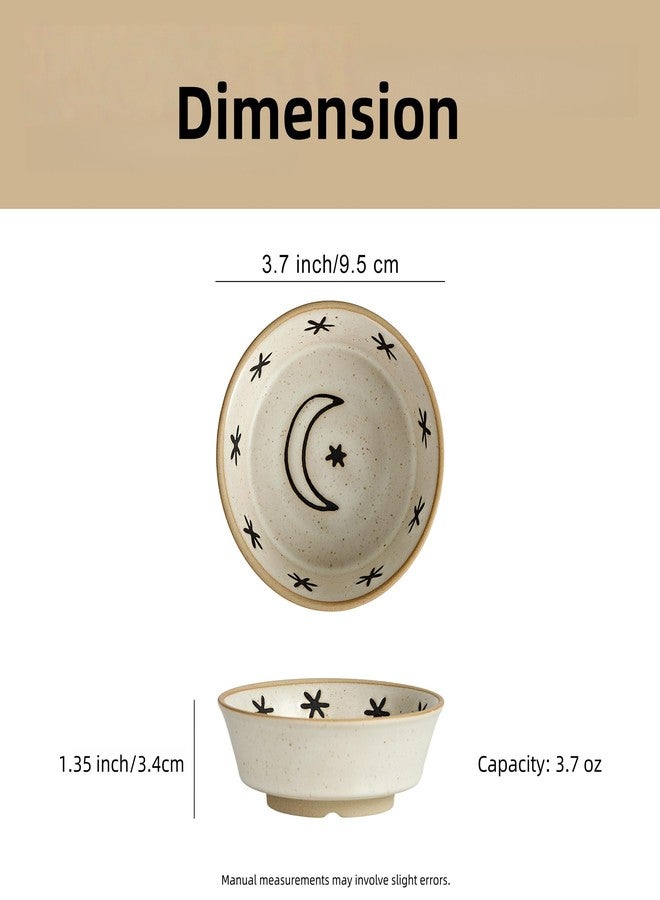 Swuut Stoneware Dipping Sauce Side Dishes Set of 4-3.75" Rustic Condiment Bowls - Handcrafted Ceramic Appetizer Plates for Sushi Soy, Charcuterie,Snack, Cheese Boards - Image 2