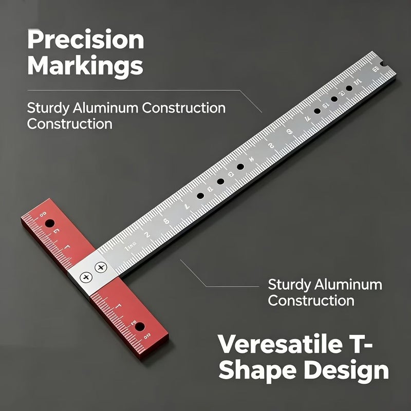 High Precision T Square Layout Ruler with Pencil for Woodworking and Renovation - Image 2