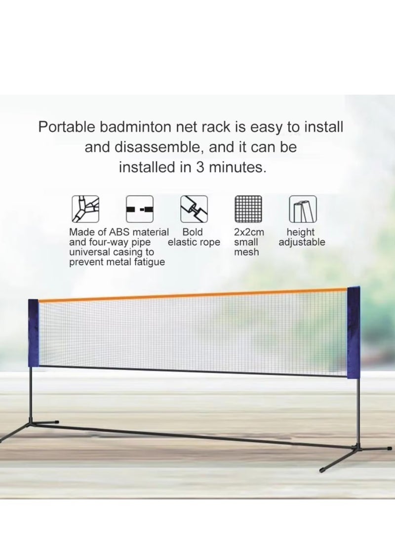 مجموعة شبكة تنس الريشة مع حامل/إطار حقيبة حمل محمولة قابلة للتعديل الارتفاع سهلة التركيب شبكة رياضية خارجية أو داخلية مع أعمدة - Image 5
