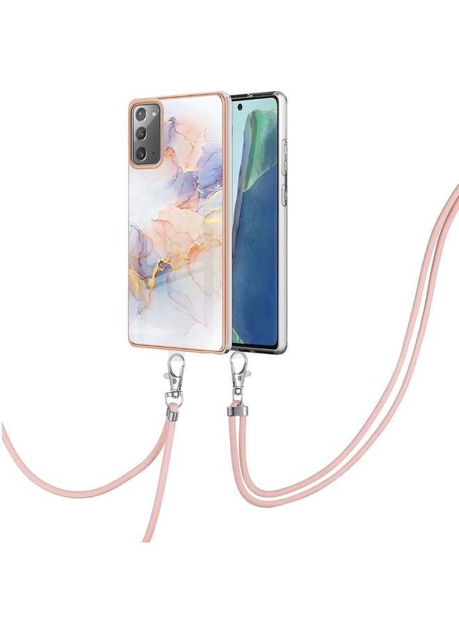 S-TOP Case For Samsung Galaxy Note20 Electroplating IMD TPU Phone Case with Lanyard - Image 1
