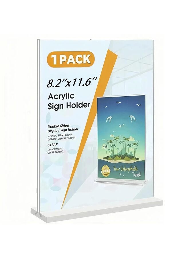 Sign Holder A4 Acrylic Sign Holder Double Sided Display Holder Stand Up Frame Tabletop Mount Libraries Schools and Retail Stores by Marketing Holders Tabletop Mount - Image 1