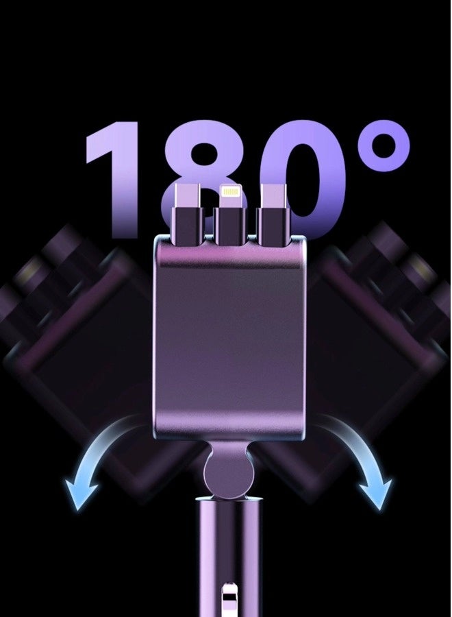 Hapinsyn 120W Car Charger Fast  for Cigarette Lighter Type-C Fast,7-In-1 Usb Pd Car Charger 2×Type C + 1×Lightning Fast Charging With 0.7m Retractable Cable,Tangle-Free Fast Charging, Fireproof Pc Material，Cool Lighting，Over-Heating Protection, Compatible With Macbook Pro Air, Ipad, Iphone, Galaxy,Xiaomi And More（Black） - Image 2