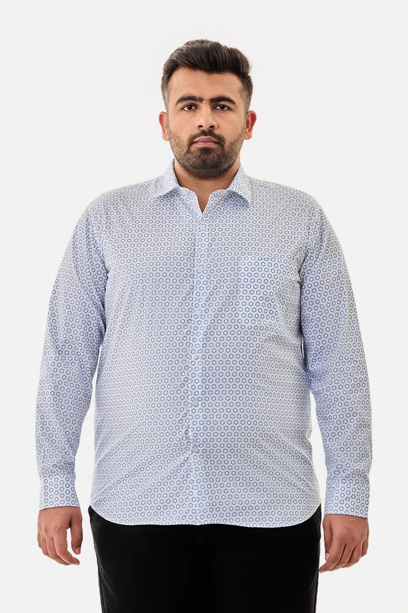سنيتش قميص قطني % مقاس كبير بنقوش هندسية