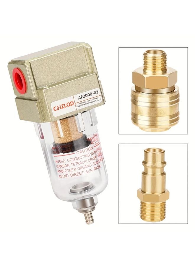 Water Separator Compressed Air Filter 1 4 Inch With Quick Coupling Durable Copper - Image 5