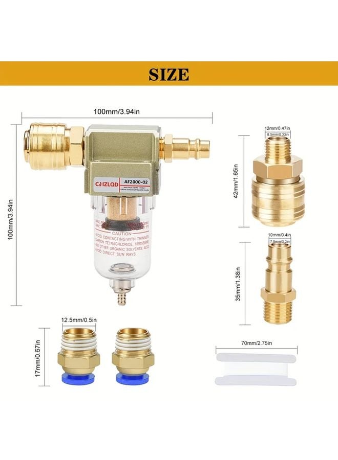 Water Separator Compressed Air Filter 1 4 Inch With Quick Coupling Durable Copper - Image 3