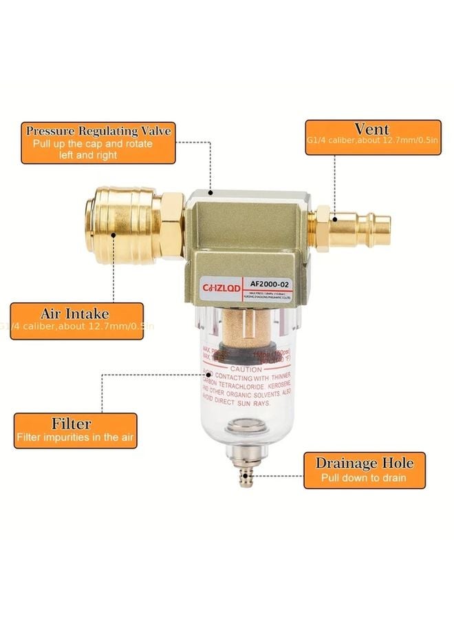 Water Separator Compressed Air Filter 1 4 Inch With Quick Coupling Durable Copper - Image 4