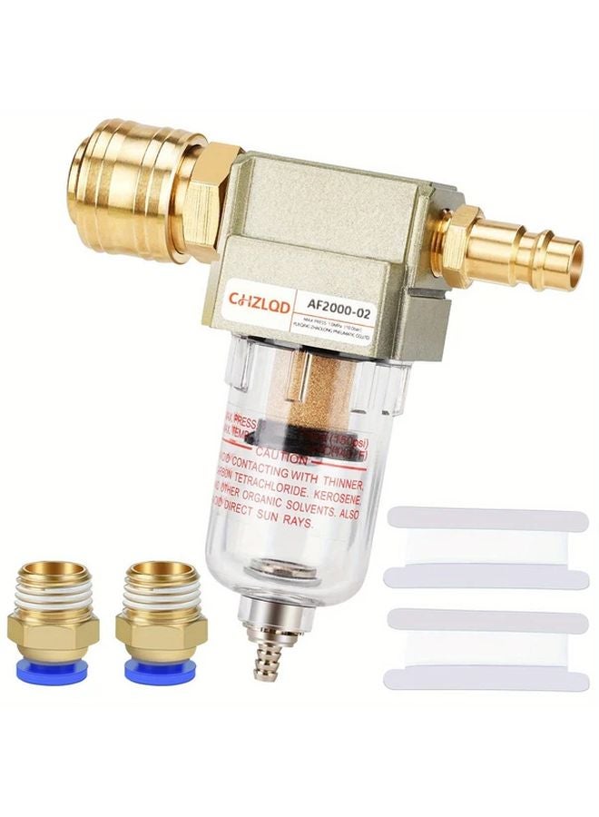 Water Separator Compressed Air Filter 1 4 Inch With Quick Coupling Durable Copper - Image 1