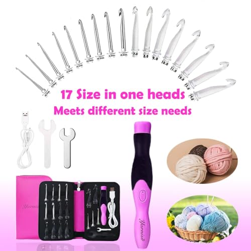 Yarniss 17 Size Lighted Crochet Hooks Set 2.5 mm to 14.0 mm, Metal Rechargeable Light Up Crochet Hooks with Case - Image 2