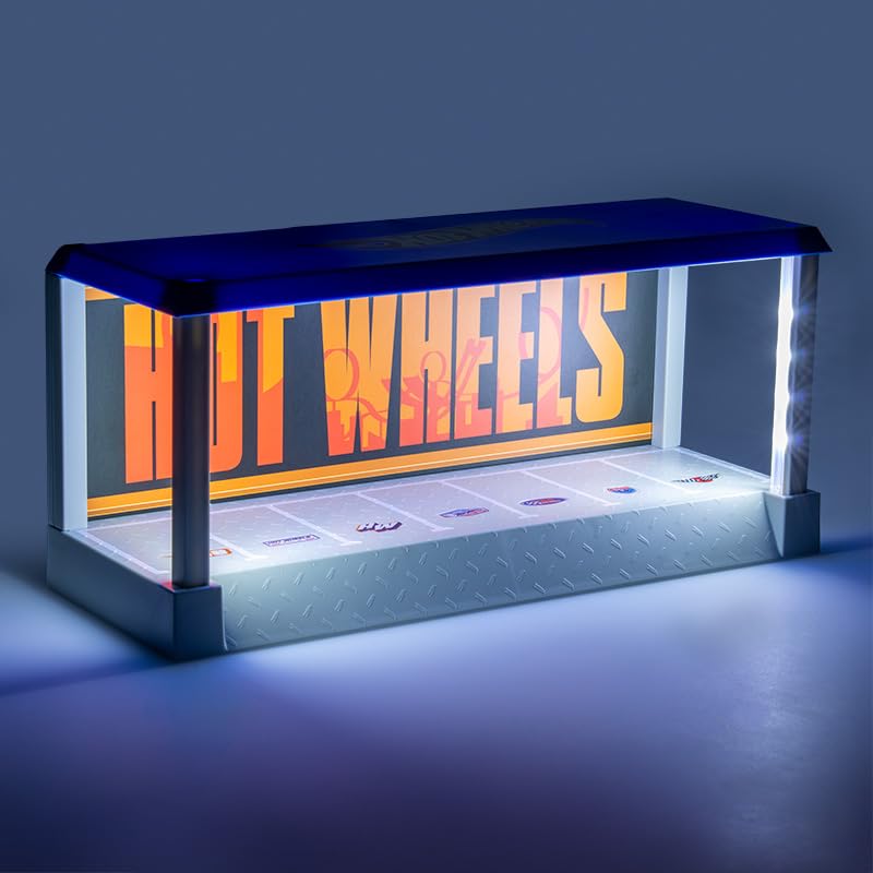 Paladone Hot Wheels Garage & Display Light - Officially Licensed Mattel Merchandise, Light Up Case Holds 7 Cars, Customisable Background, Gift for Collectors - Image 3