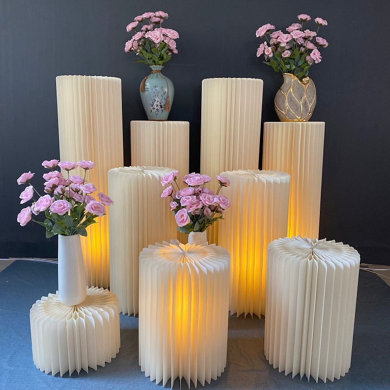 عمود طاولة الحلوى القابلة للطي لحفل الزفاف، زينة عمود روماني، ديكور نافذة دائري، رف كعكة عيد الميلاد - Image 2