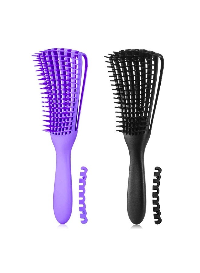 Flexible Detangling Hair Brush with 8-Row Nylon Bristles for Curly, Coily and Textured Hair 3A-4C, Scalp Massage Brush, 2 Piece - Image 1