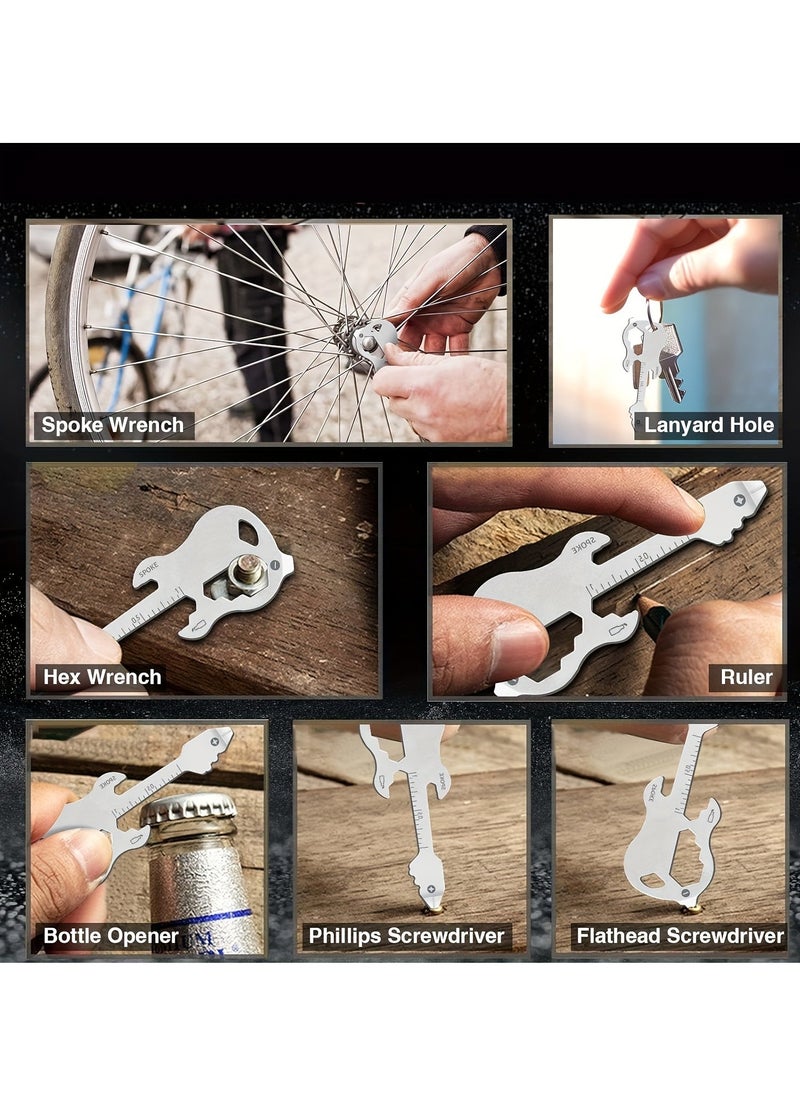 Generic - 12 in 1 Keychain Multi-tool, 1 Pcs Mini Tool, Guitar Keychain Pocket Tool, Portable Multi-function Wrench Tools for Bottle Opener Screwdriver(7.5*2.8cm) - Image 1