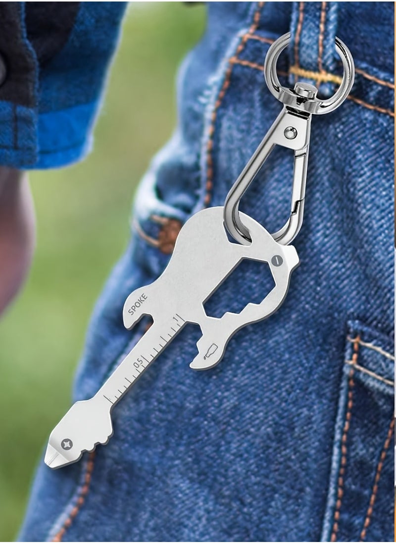 Generic - 12 in 1 Keychain Multi-tool, 1 Pcs Mini Tool, Guitar Keychain Pocket Tool, Portable Multi-function Wrench Tools for Bottle Opener Screwdriver(7.5*2.8cm) - Image 1