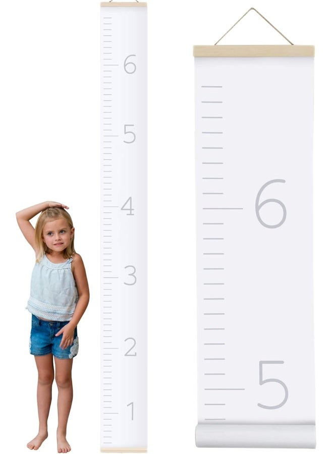 Morxy Canvas Growth Chart for Kids - Unisex Kids Room Wall Decor - Measuring Height Chart- Wall Tape with Height Chart for Kids (Plain White) - Image 1