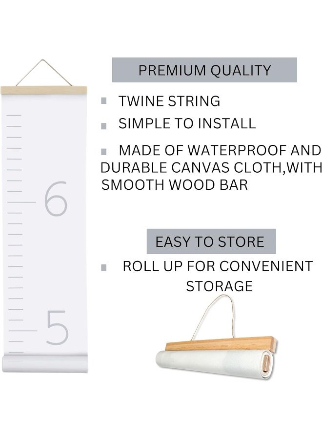 Morxy Canvas Growth Chart for Kids - Unisex Kids Room Wall Decor - Measuring Height Chart- Wall Tape with Height Chart for Kids (Plain White) - Image 2