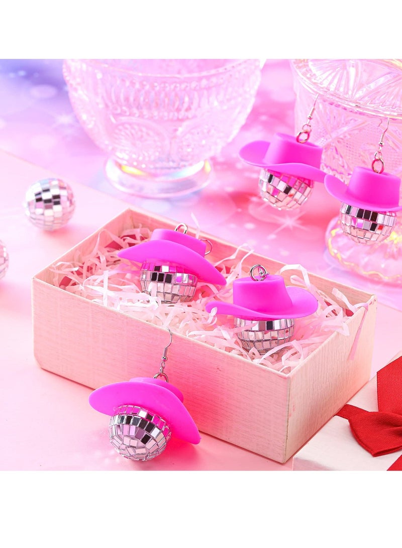 Disco Ball Earrings for Women, Cowgirl Earrings, Mini Western Cowboy Hat 60's or 70's Dance Party Costume Accessories Women Girls (5 Pair)  - Image 5