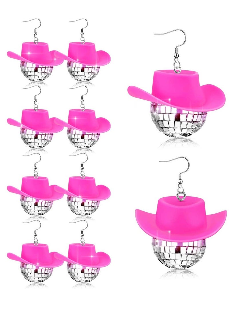 Disco Ball Earrings for Women, Cowgirl Earrings, Mini Western Cowboy Hat 60's or 70's Dance Party Costume Accessories Women Girls (5 Pair)  - Image 1