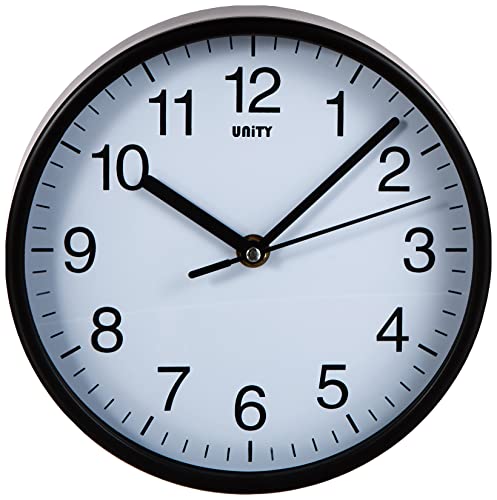 Unity Wall Clock, Radcliffe, Silent Sweep, Modern, Black, 20cm / 8-inch - Image 5