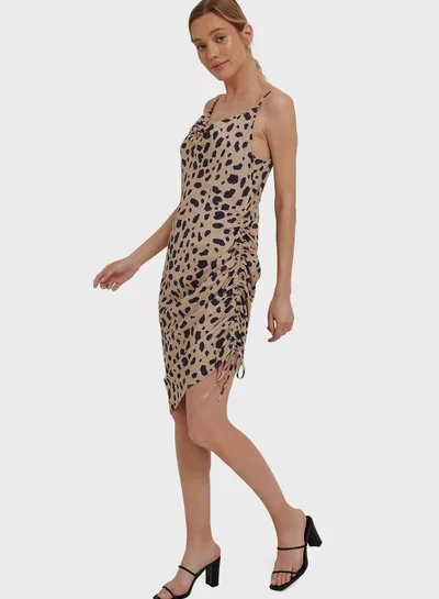 NA-KD Draped High Slit Midi Dress